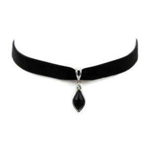 Arthlin Velvet Choker with Black Crystal Pendant